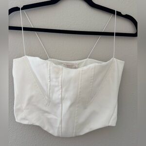 White Faux Leather Corset Crop Top